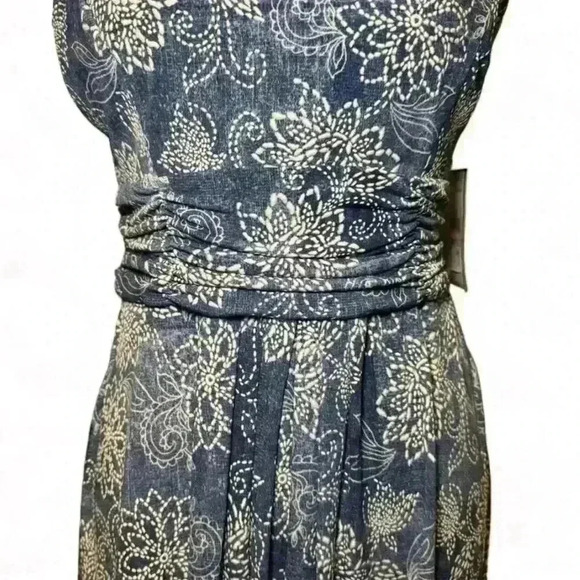 Jessica Howard Women's Petite 6 Blue Floral Fit & Flare Maxi Dress - Picture 3 of 11